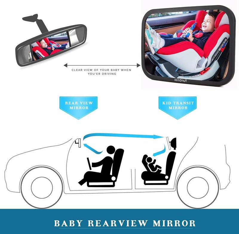 Funbliss Baby Car Mirror Most Stable Backseat Mirror with Premium Matte Finish-Super Clear PMMA Material Mirror-Safe  Secure and Shatterproof Black - Image 4